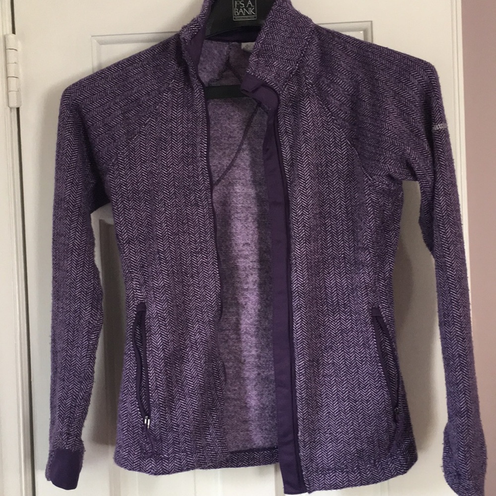 Lightweight purple herringbone zip up shell